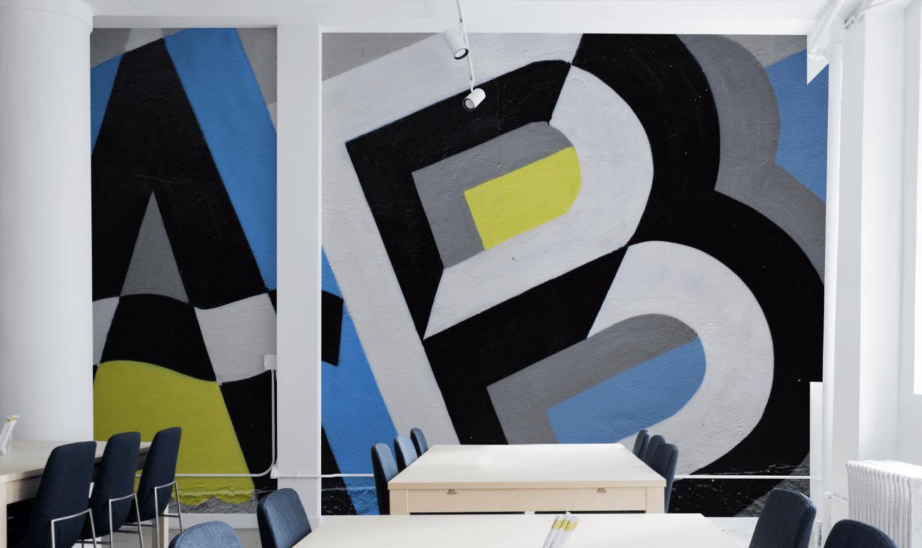 A & B Street Art Wall Mural-Wall Mural-Eazywallz