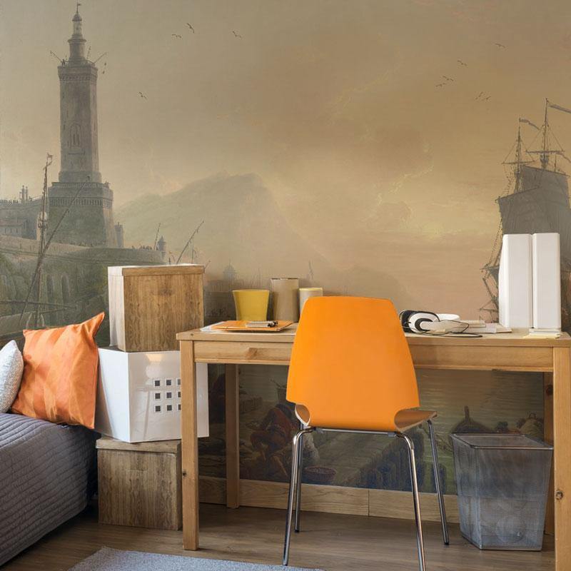 A Calm at a Mediterranean Port Wall Mural-Wall Mural-Eazywallz