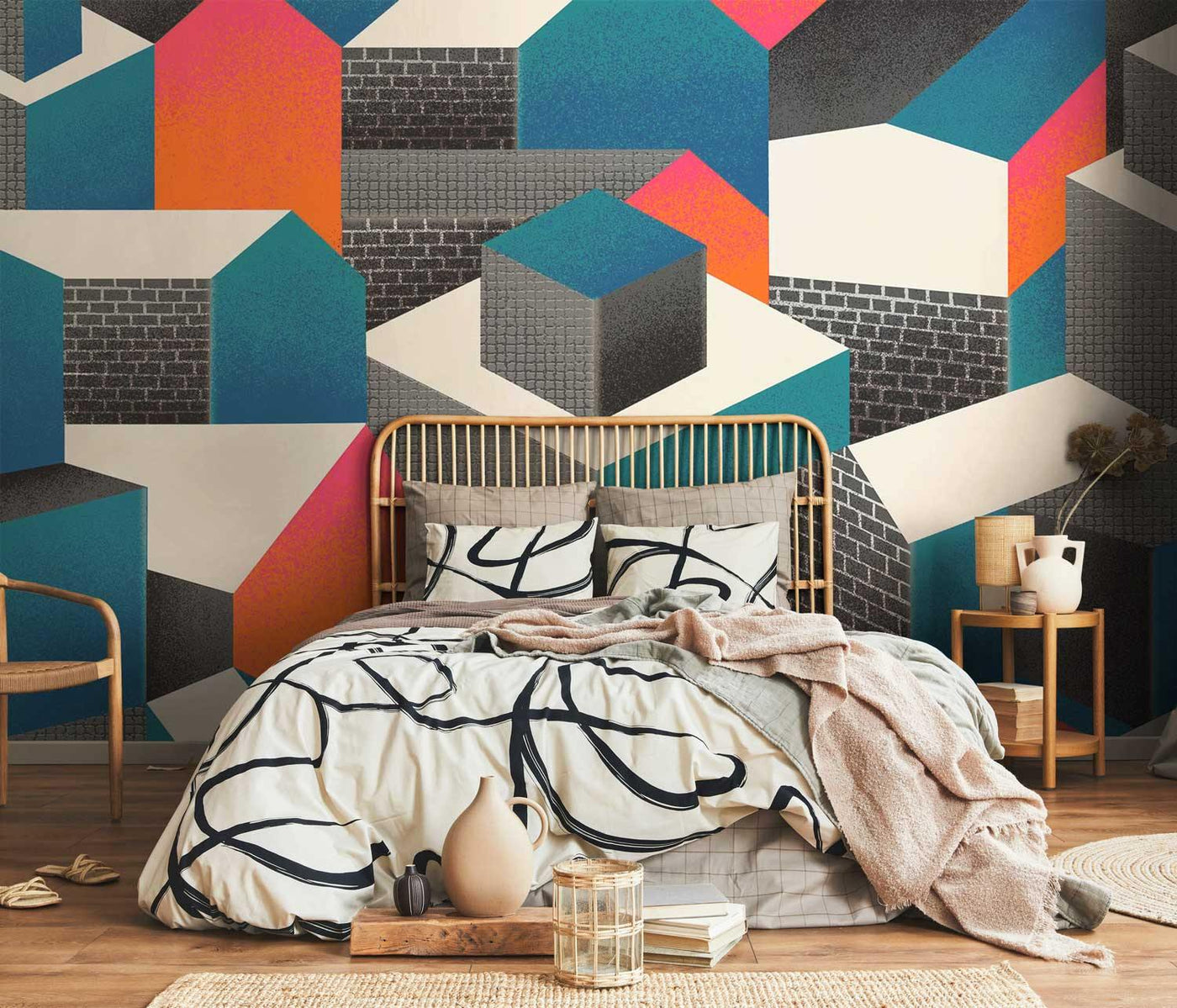 Abstract Bauhaus Mural | Wallpaper | Eazywallz