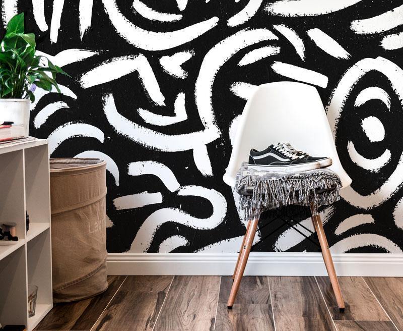 Abstract Black And White Painting Mural-Wall Mural-Eazywallz