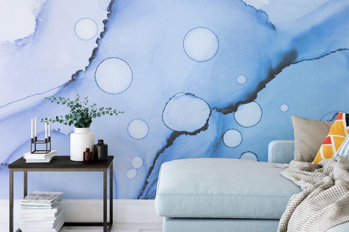 Abstract Blue Ink Utopia Wall Mural-Wall Mural-Eazywallz
