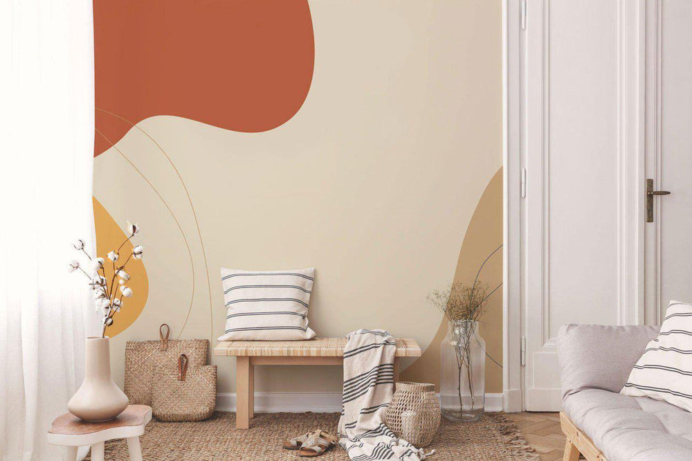 Abstract Earth Tone Shapes 1 Wall Mural | Wallpaper | Eazywallz