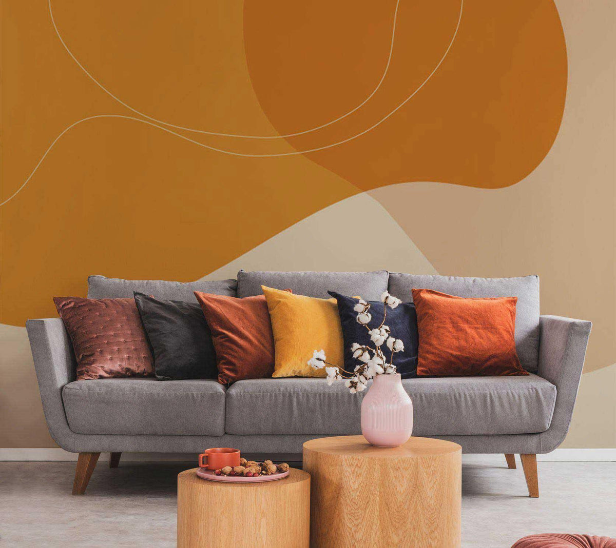 Abstract Earth Tone Shapes 8 Wall Mural - Eazywallz