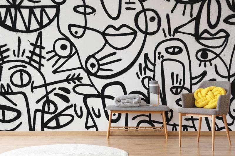 Abstract Faces Painting Mural-Wall Mural-Eazywallz