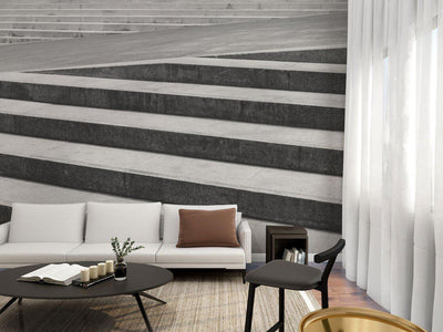 Abstract Stairs in Black and White Mural-Wall Mural-Eazywallz