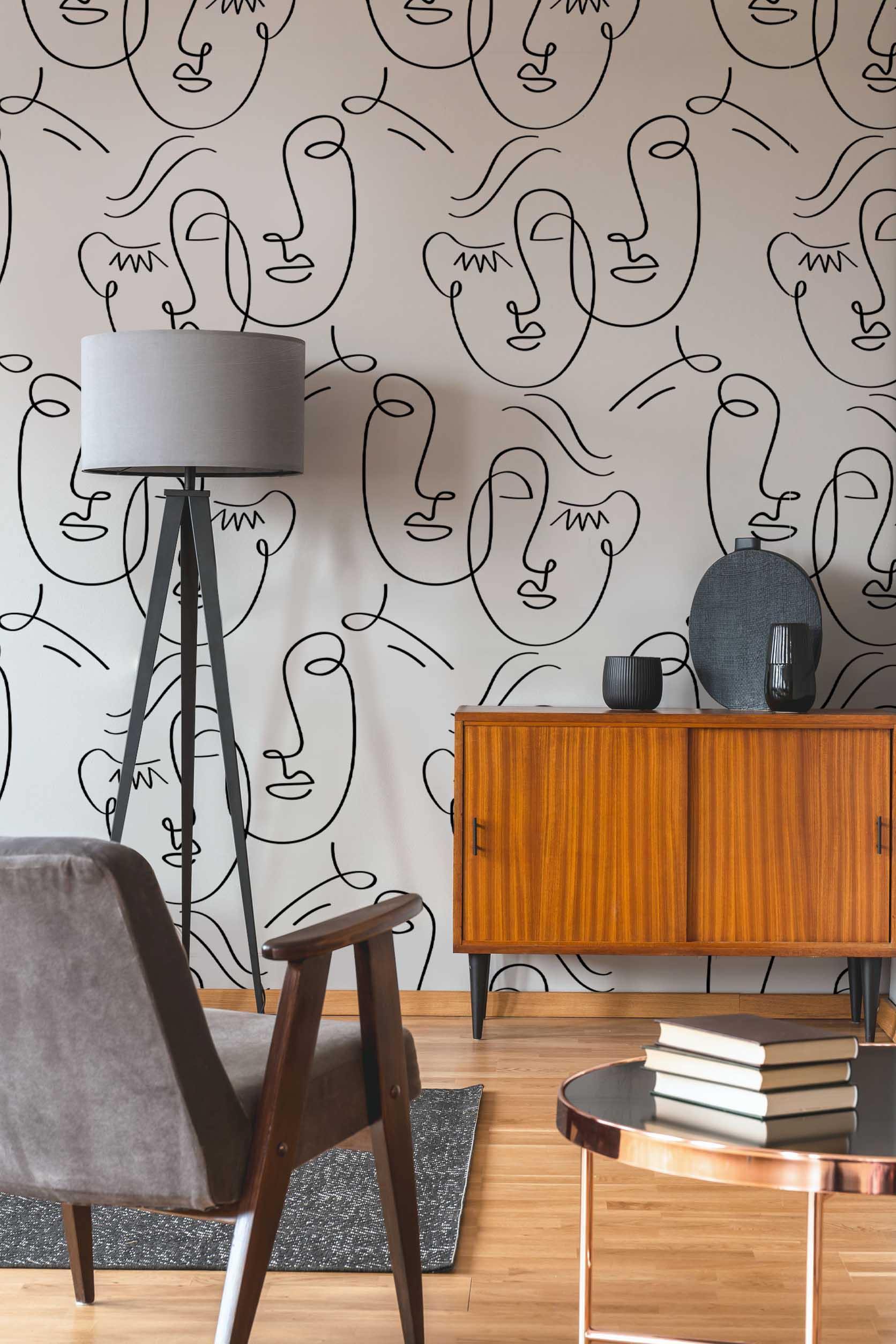 Abstract Twin Faces Wall Mural-Wall Mural-Eazywallz