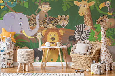 Animals in the jungle Wall Mural-Wall Mural-Eazywallz