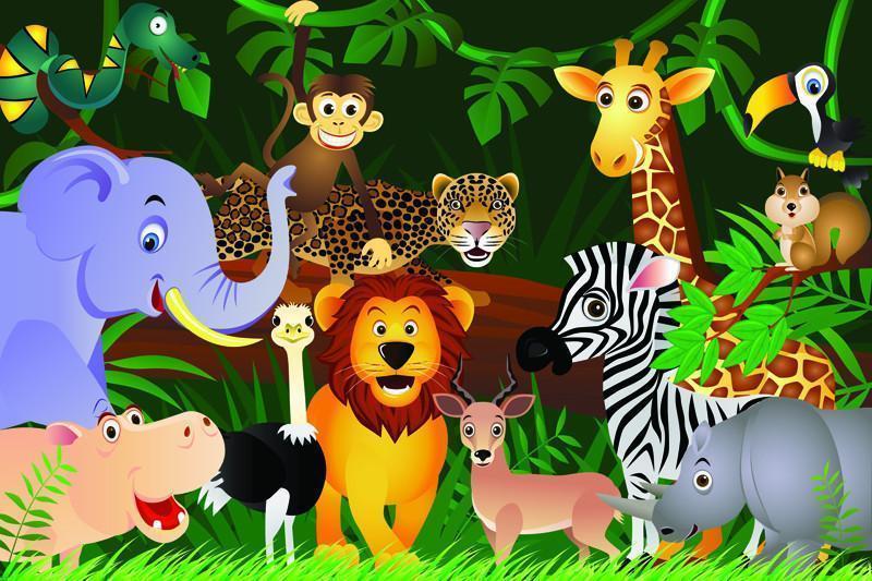 Animals in the jungle Wall Mural-Wall Mural-Eazywallz