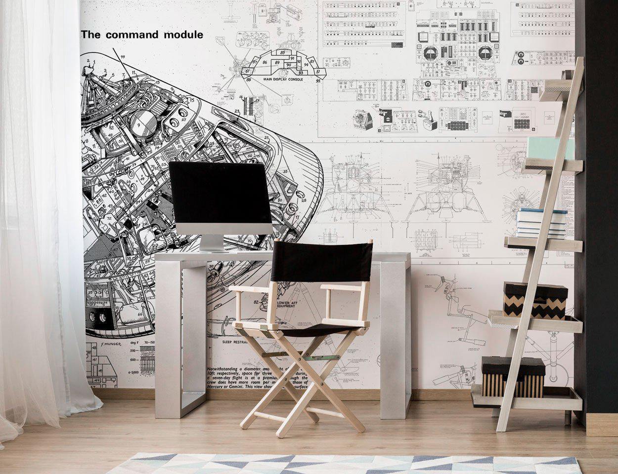 Apollo 11 Mission Blueprints Wallpaper-Wall Mural-Eazywallz