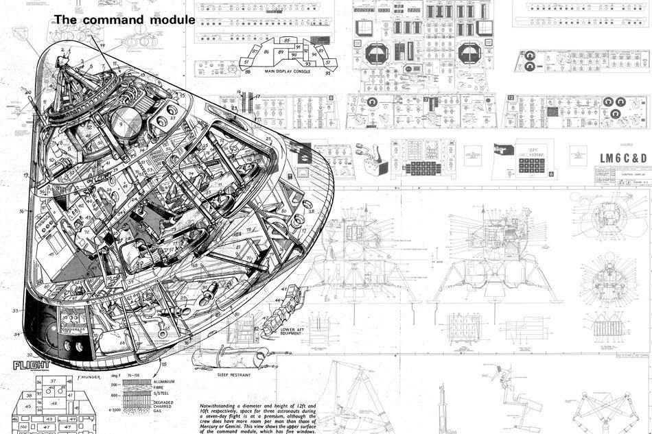 Apollo 11 Mission Blueprints Wallpaper-Wall Mural-Eazywallz