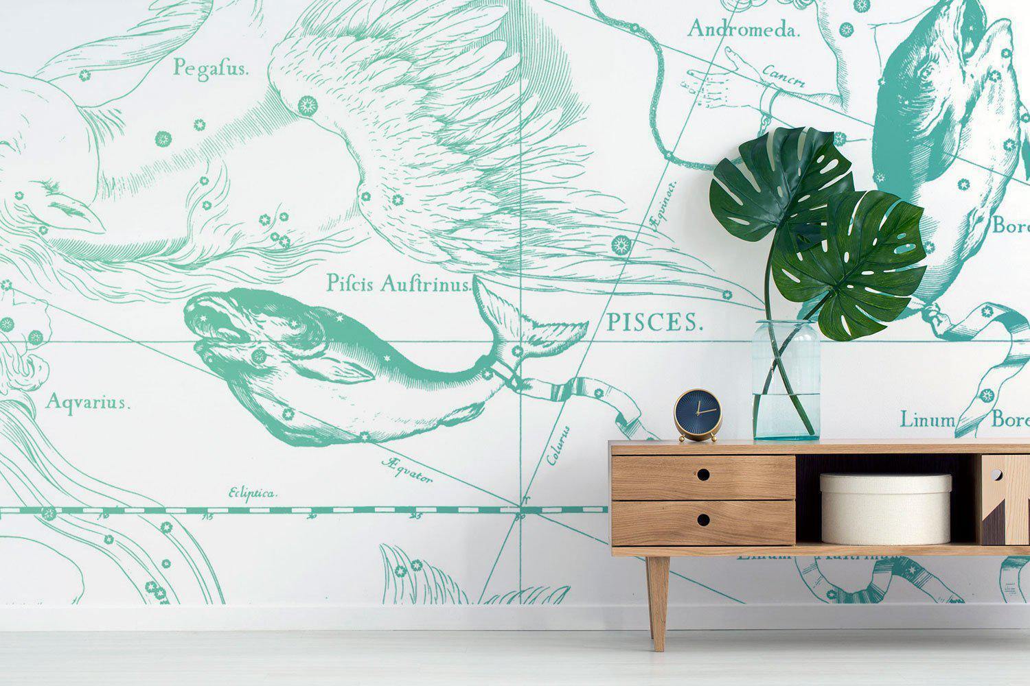 Aqua Pisces Astrology Wall Mural-Wall Mural-Eazywallz