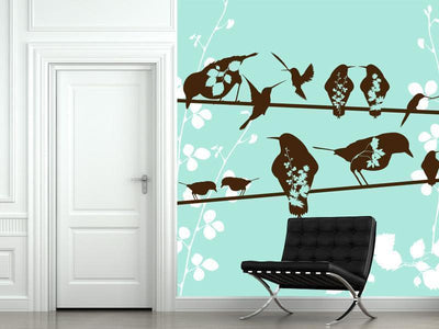 Birds Sitting on a Wire Wall Mural-Wall Mural-Eazywallz