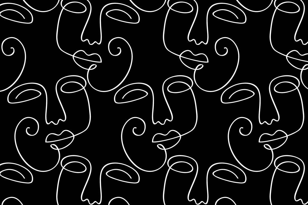Black Abstract Faces 2 Wall Mural-Wall Mural-Eazywallz