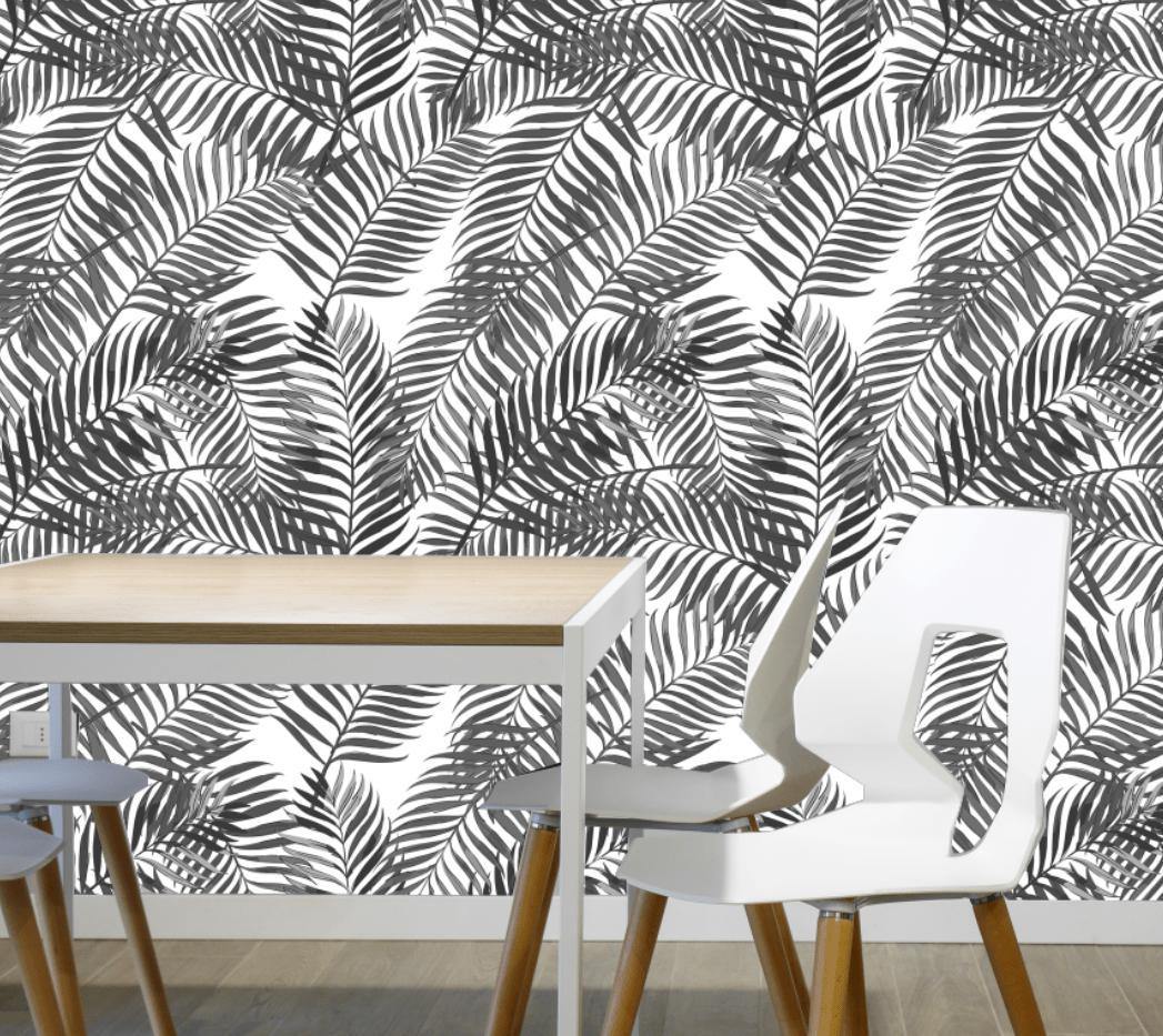 Black Palm Tree Pattern Wall Mural-Wall Mural-Eazywallz