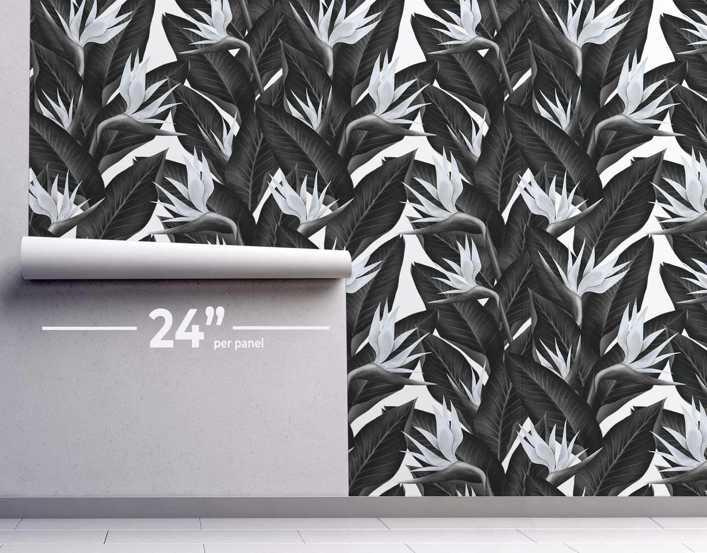 Black & White Birds of Paradise Wallpaper #333-Repeat Pattern Wallpaper-Eazywallz