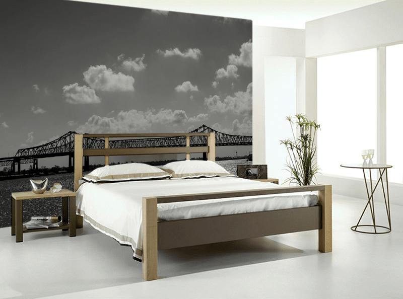 Black and White Bridge Line Wall Mural-Wall Mural-Eazywallz