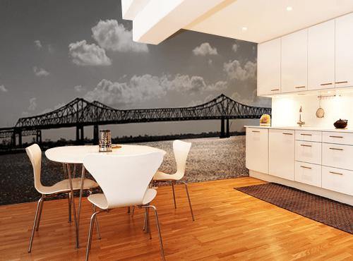 Black and White Bridge Line Wall Mural-Wall Mural-Eazywallz