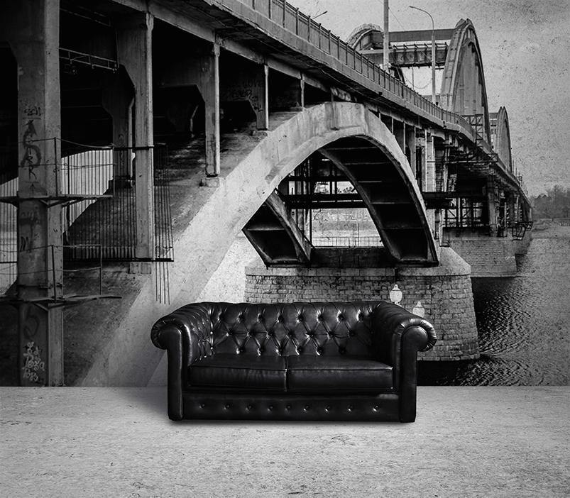 Black and White Bridge Under Construction Wall Mural-Wall Mural-Eazywallz