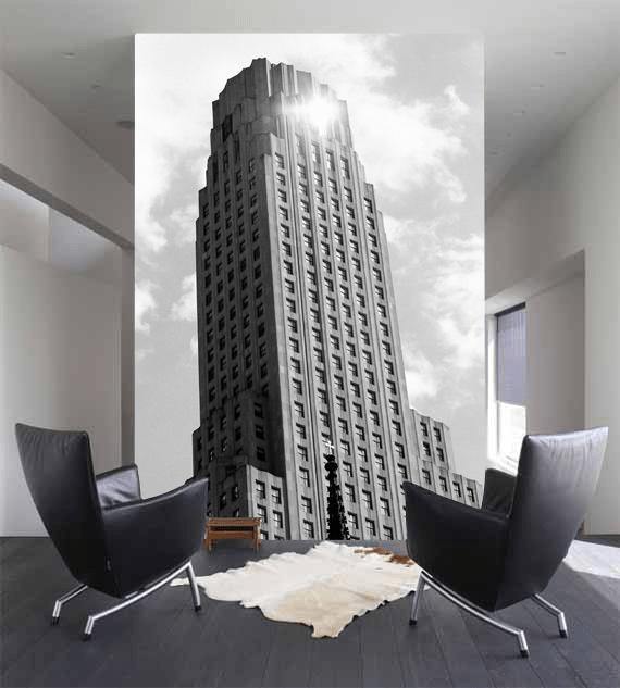 Black and White Building Wall Mural-Wall Mural-Eazywallz