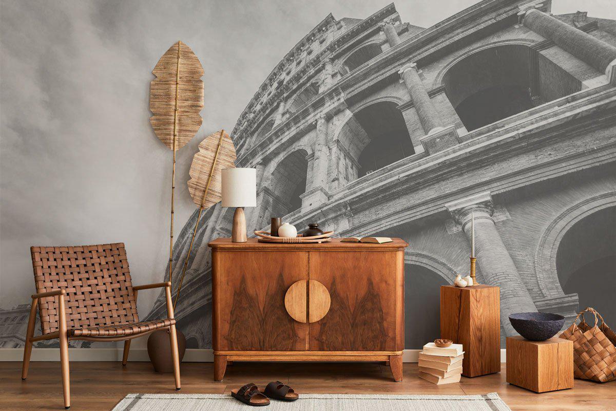 Black and White Colosseum Wall Mural-Wall Mural-Eazywallz