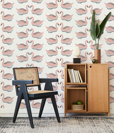 Blooming Swans Wallpaper #438-Repeat Pattern Wallpaper-Eazywallz