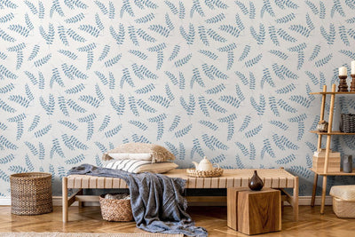 Blue Baby Botanicals Wallpaper #522-Repeat Pattern Wallpaper-Eazywallz