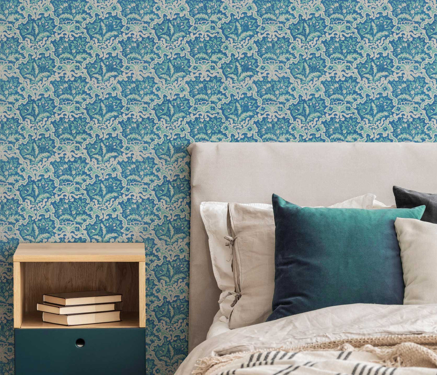 Blue Dutch Floral Wallpaper #370-Repeat Pattern Wallpaper-Eazywallz