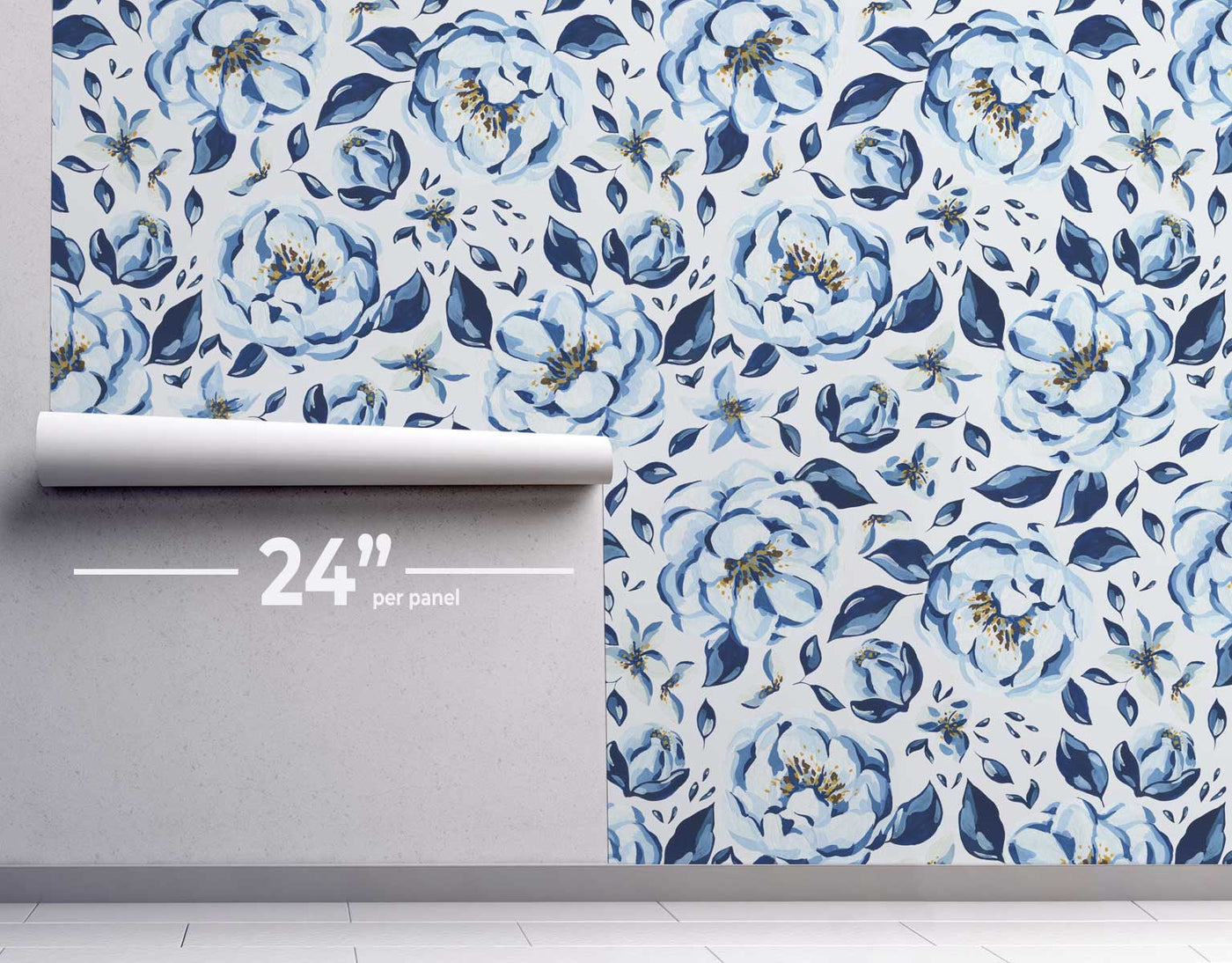 Blue Floral Arles Wallpaper #431-Repeat Pattern Wallpaper-Eazywallz