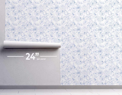 Blue Floral Toile Wallpaper #016-Repeat Pattern Wallpaper-Eazywallz