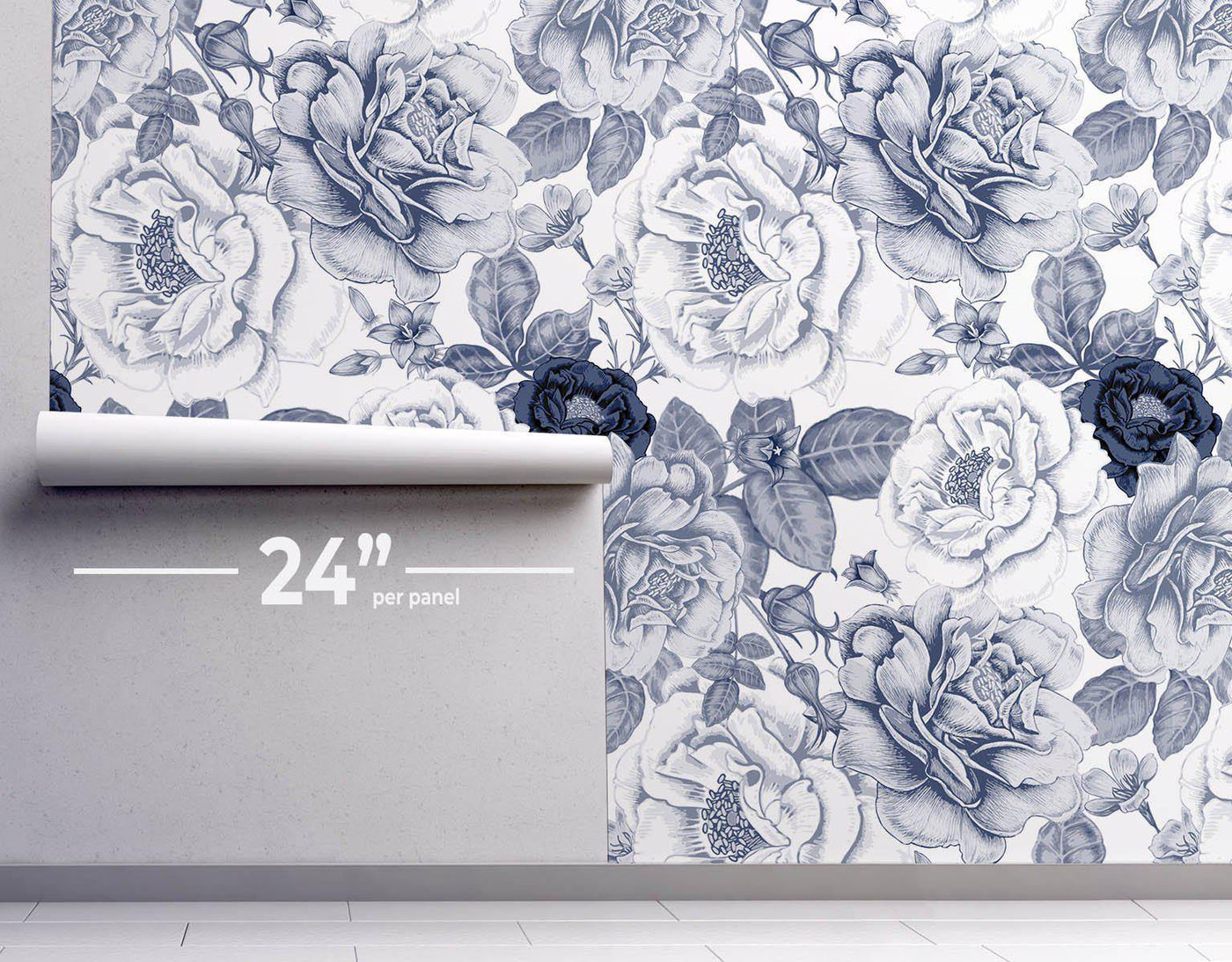 Blue Floral Wallpaper #334-Repeat Pattern Wallpaper-Eazywallz