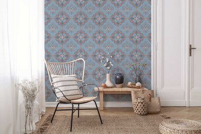 Blue French Florals Wallpaper #367-Repeat Pattern Wallpaper-Eazywallz
