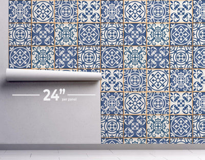 Blue Tiles Wallpaper #010-Repeat Pattern Wallpaper-Eazywallz