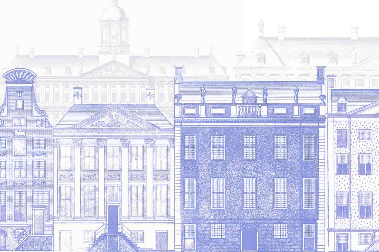 Blue Vintage European Buildings Wall Mural-Wall Mural-Eazywallz