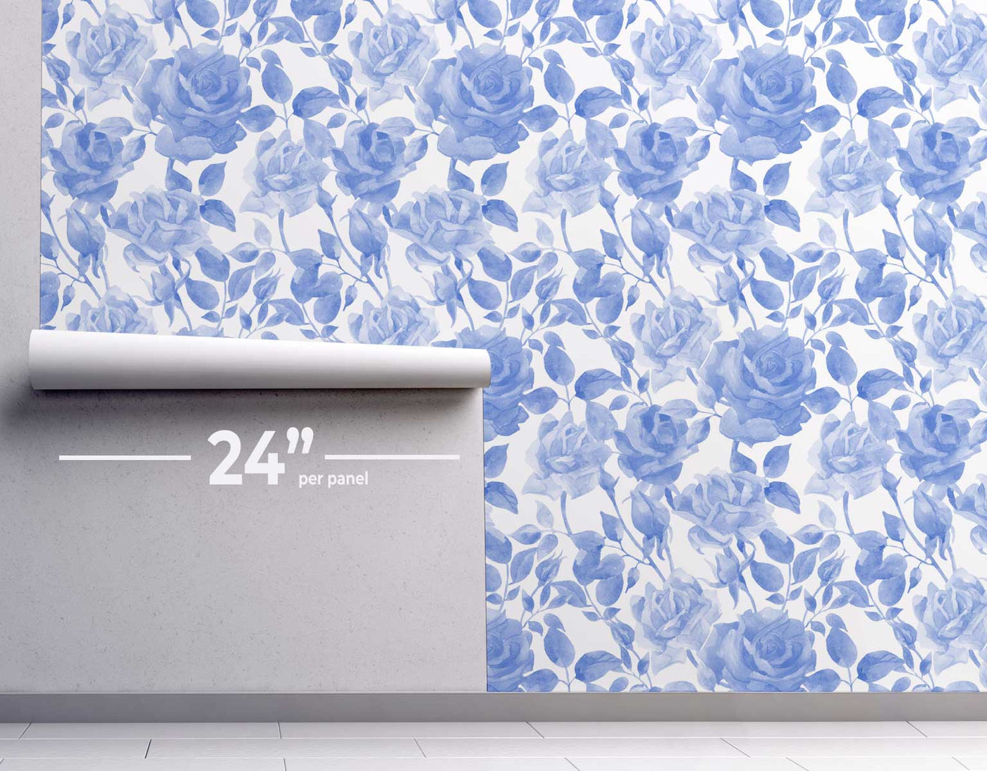 Blue Water Color Floral Wallpaper #173-Repeat Pattern Wallpaper-Eazywallz