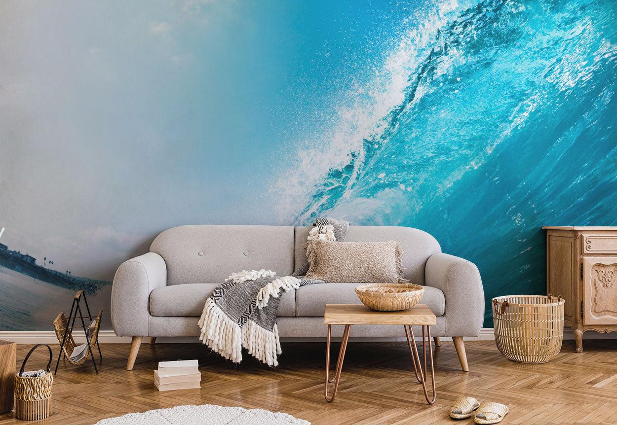 Blue ocean wave Wall Mural-Wall Mural-Eazywallz
