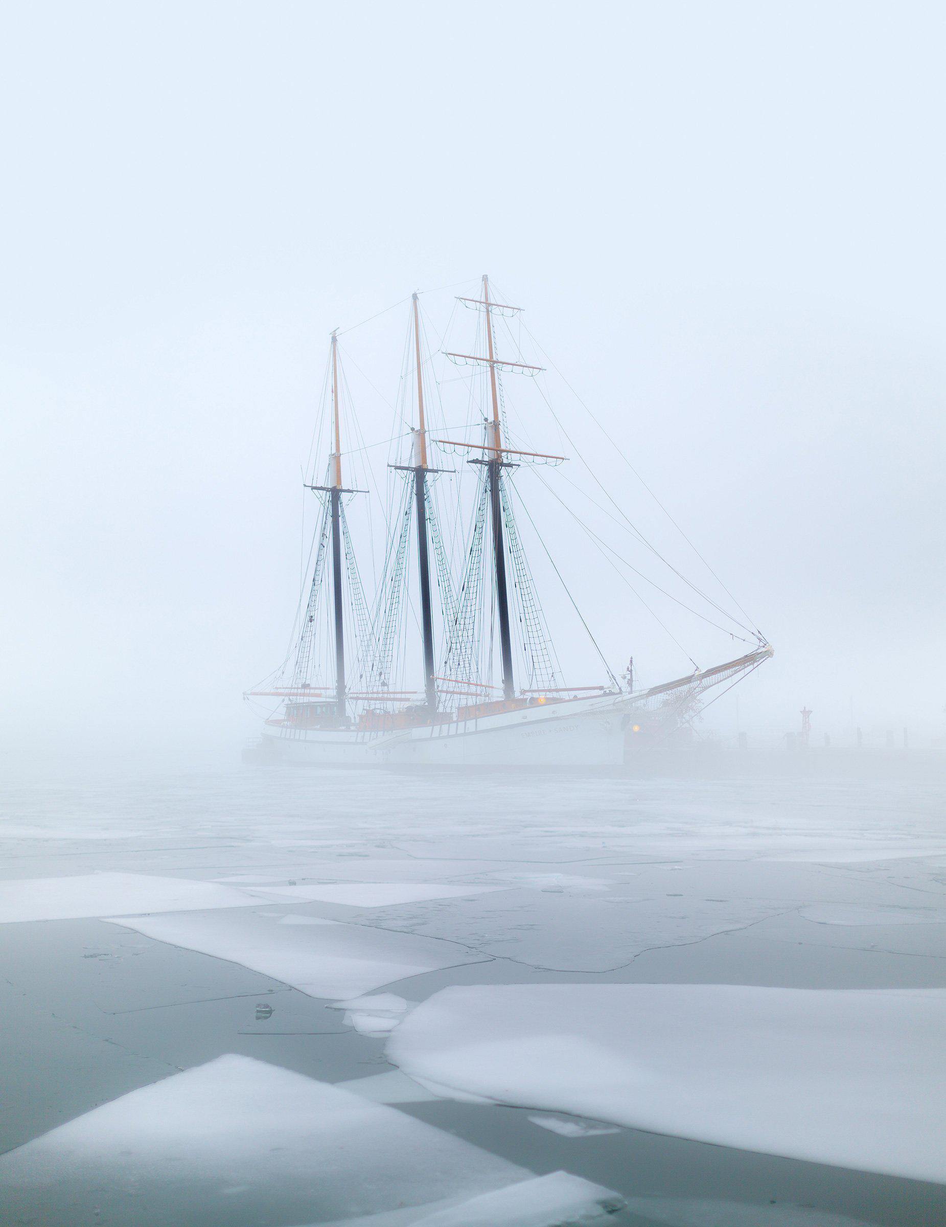 Boat in the Fog Wall Mural-Wall Mural-Eazywallz