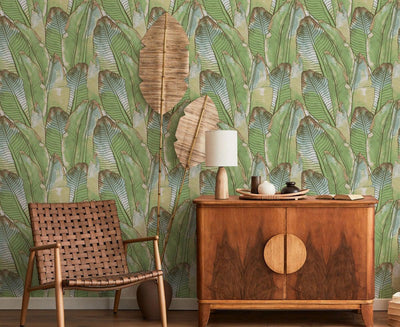 Botanical Tropical Leaves Wallpaper #380-Repeat Pattern Wallpaper-Eazywallz