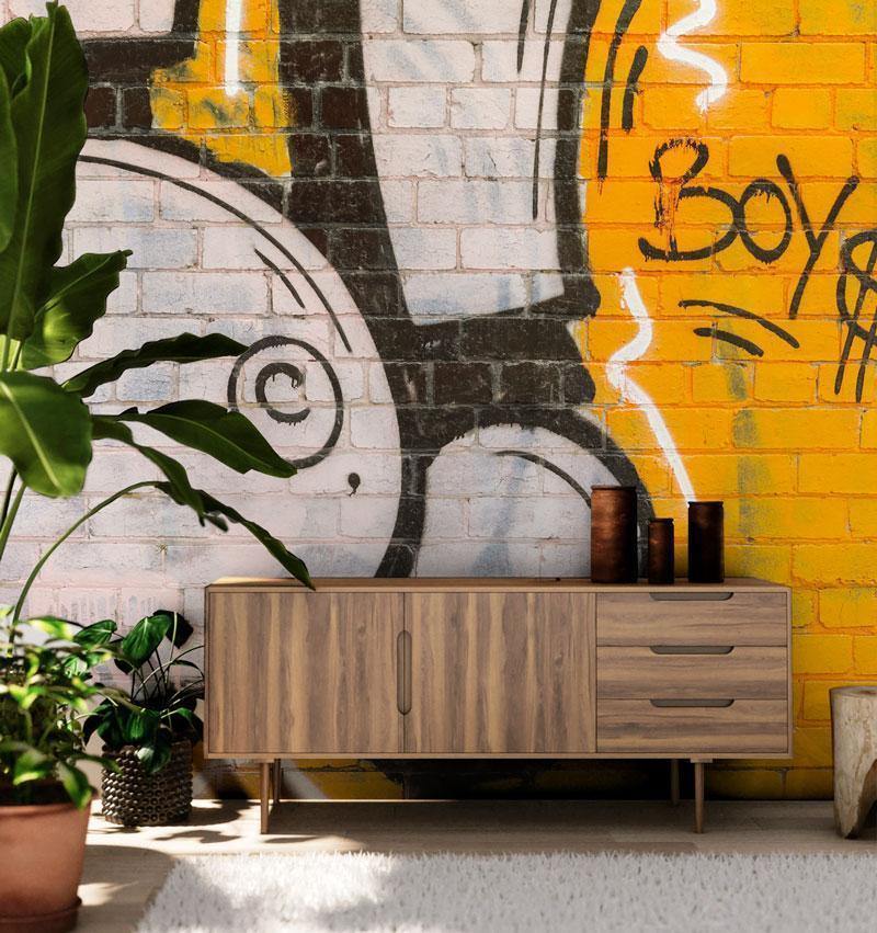 Boys Graffiti Brick Wall Mural-Wall Mural-Eazywallz