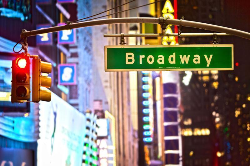 Broadway Street Sign At Night Wall Mural-Wall Mural-Eazywallz