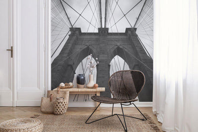 Brooklyn Bridge in black and white Wall Mural-Wall Mural-Eazywallz