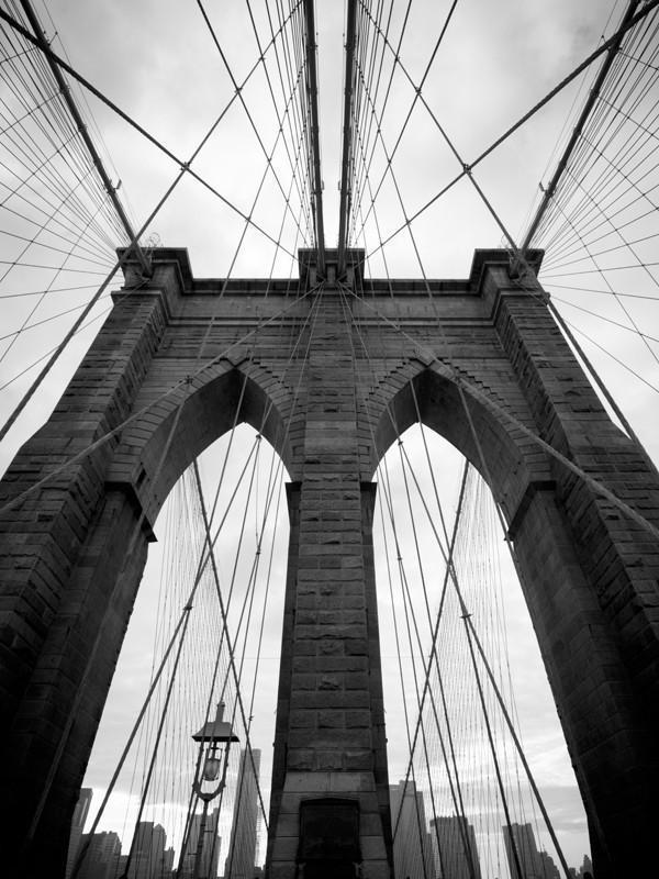 Brooklyn Bridge in black and white Wall Mural-Wall Mural-Eazywallz