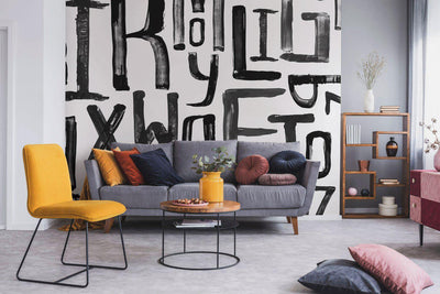Brush Typography Mural Wallpaper-Wall Mural-Eazywallz