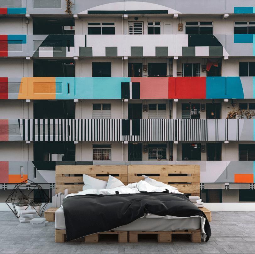 Building Colour Beep Wall Mural-Wall Mural-Eazywallz