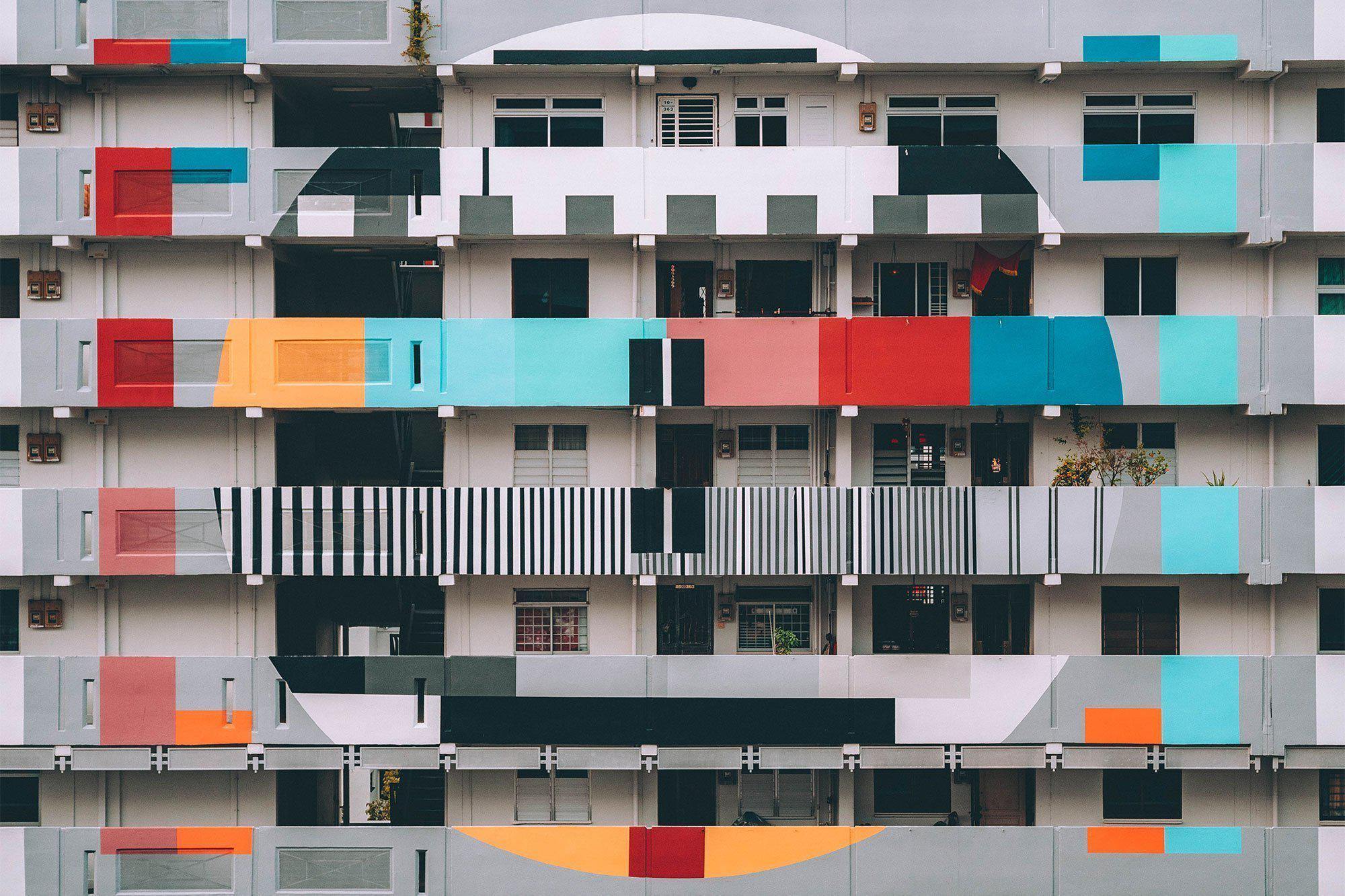 Building Colour Beep Wall Mural-Wall Mural-Eazywallz