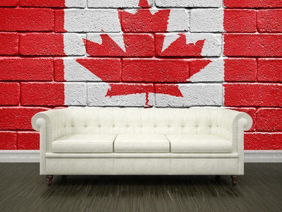 Canadian flag painted on a brick wall Wall Mural-Wall Mural-Eazywallz