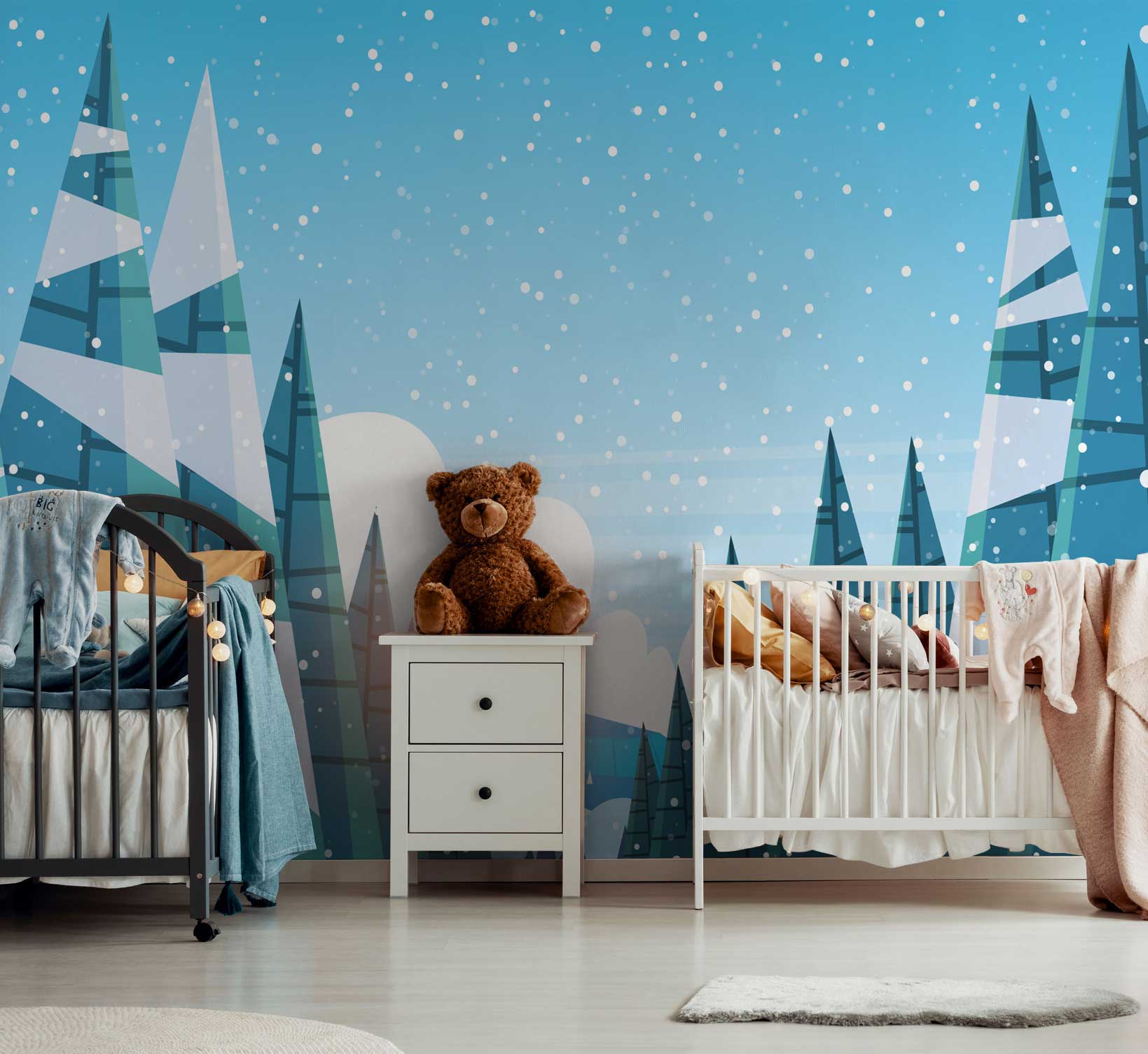 Cartoon Winter Landscape Wall Mural-Wall Mural-Eazywallz