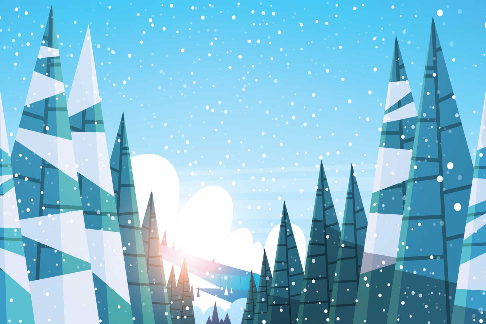 Cartoon Winter Landscape Wall Mural-Wall Mural-Eazywallz