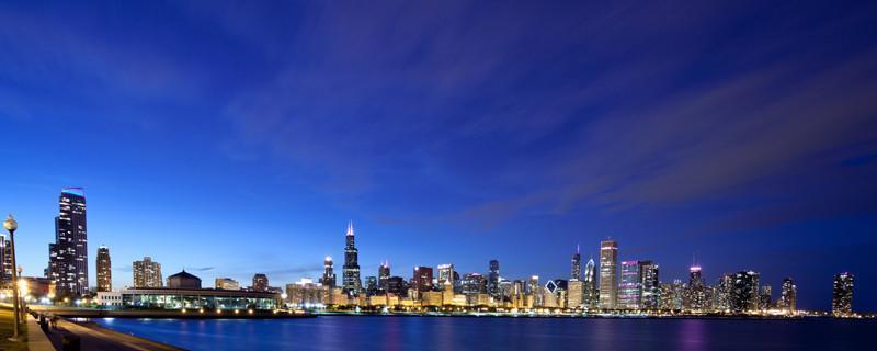Chicago Skyline Panoramic at Night Wall Mural-Wall Mural-Eazywallz