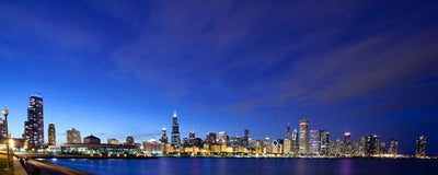 Chicago Skyline Panoramic at Night Wall Mural-Wall Mural-Eazywallz