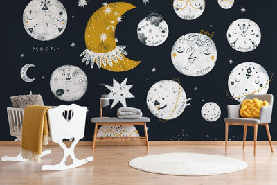 Children's To the Moon Wall Mural-Wall Mural-Eazywallz